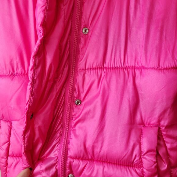 JUSTICE Girls Hot Pink Winter Hooded Puffer Jacket 12 14 Bubblegum Warm Cozy - Picture 4 of 14